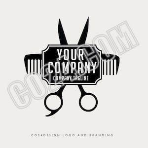 Parrucchieri, saloni di parrucchiere o barbieri, design del logo in stile vintage predefinito, pacchetto completo di branding (file eps, svg, jpeg, pdf, png)