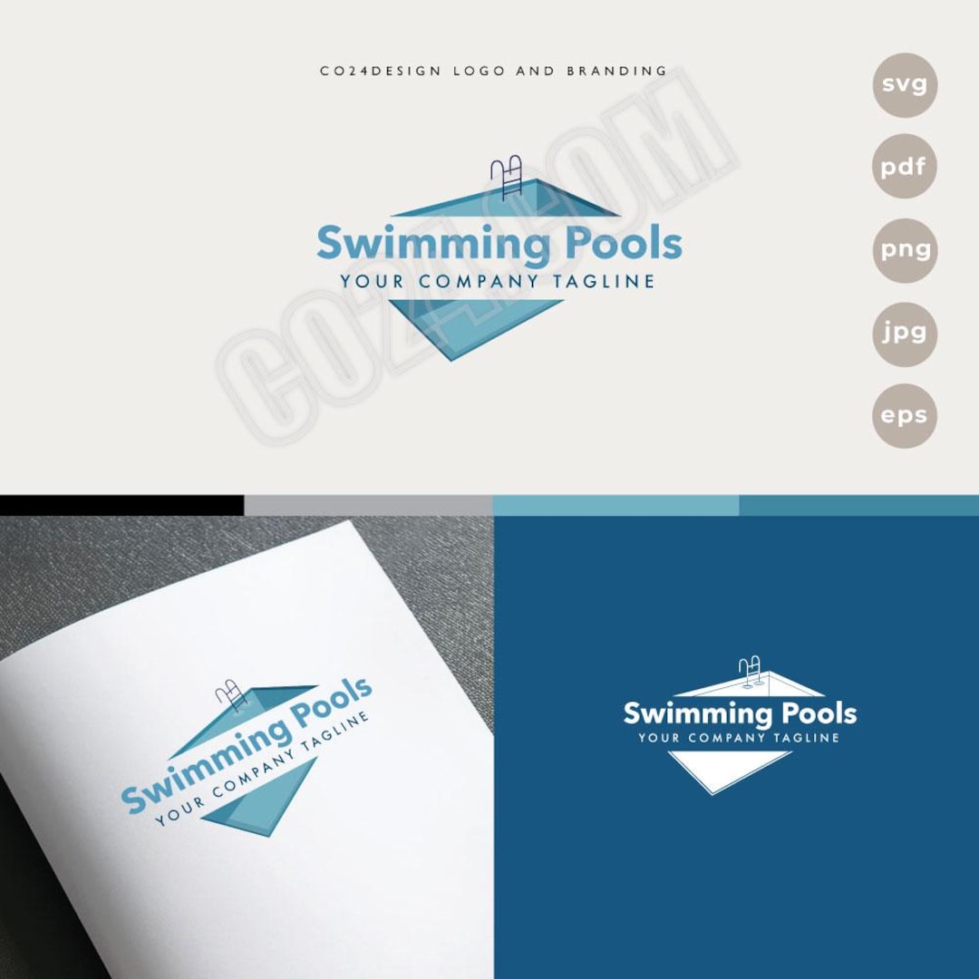 Swimming Pool Logo Design: Pool Maintenance Services Company Branding ...