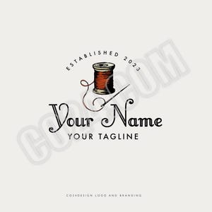 Logo per cucito, logo pre-realizzato con ago e filo, logo per sarta o sarto, logo per abbigliamento da boutique (file eps, svg, jpeg, pdf, png)