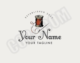 Sewing Logo, Needle and Thread Pre-made Logo, Seamstress or Tailors Logo, Boutique Clothes Logo (eps, svg, jpeg, pdf, png files)