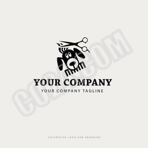 Dog Grooming Logo, Pet Care Logo, Pet Groomer Logo, Premade Dog Logo, Dog Stylist Logo, Pet Services Logo (eps, svg, jpeg, pdf, png files)