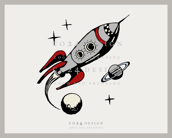 Space Rocket Digital Download Vintage Rocket Ship Wall Art - Etsy