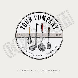 Kitchen Logo, Restaurant Logo, Vintage Style Pre-made Logo, Cooking Utensils Logo, Chef Logo, Cafe Logo (eps, svg, jpeg, pdf, png files)
