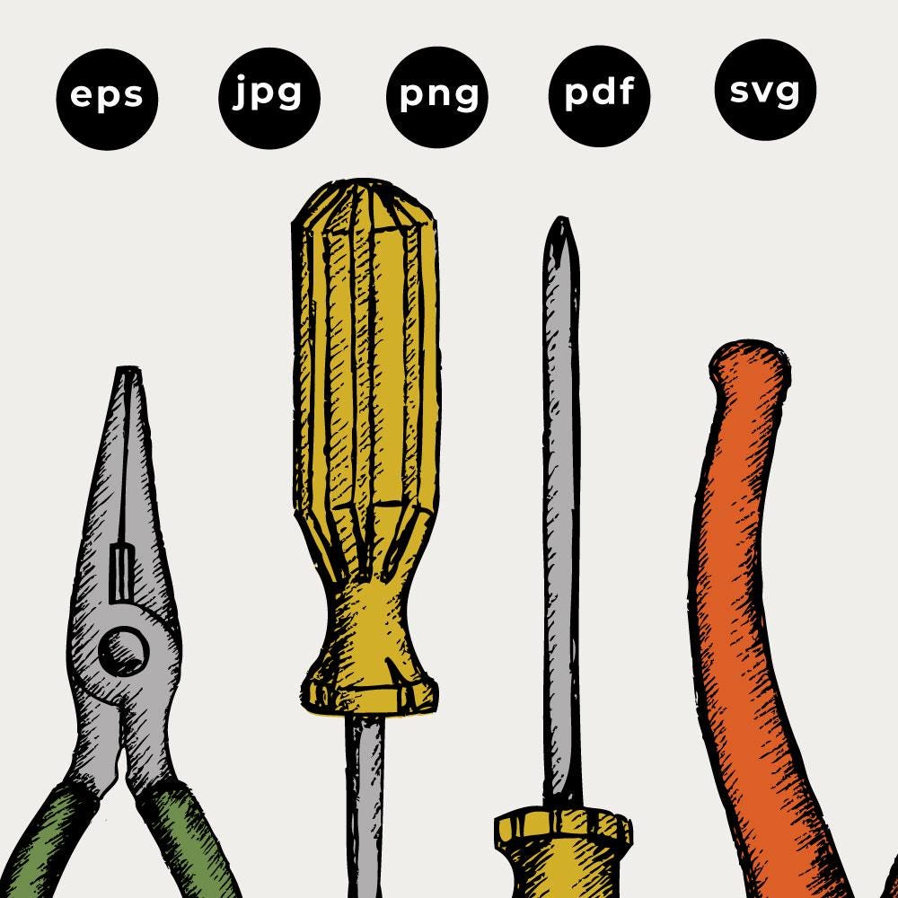 Electrician Logo: Vintage Style Tools Design (eps, Svg, Jpeg, Pdf, Png  Files) - Etsy Israel, image size:1000x1000