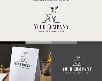 Diseño elegante de logotipo de ciervo: marca de aventuras con vida silvestre (archivos eps, svg, jpeg, pdf y png)