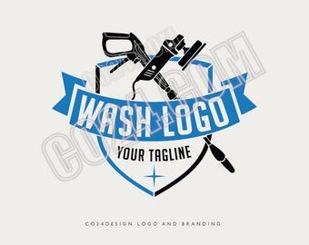 Auto Cleaning Shield Logo, Car Wash Branding Design (eps, svg, jpeg, pdf, png files)
