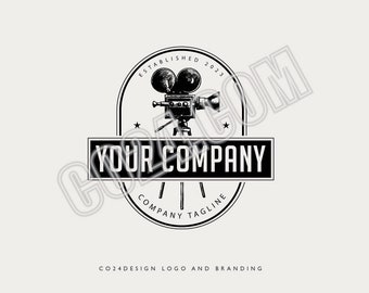 Videographer Logo Design, Video Camera Logo, Cinematography Logo, Hand Drawn Vintage Camera
