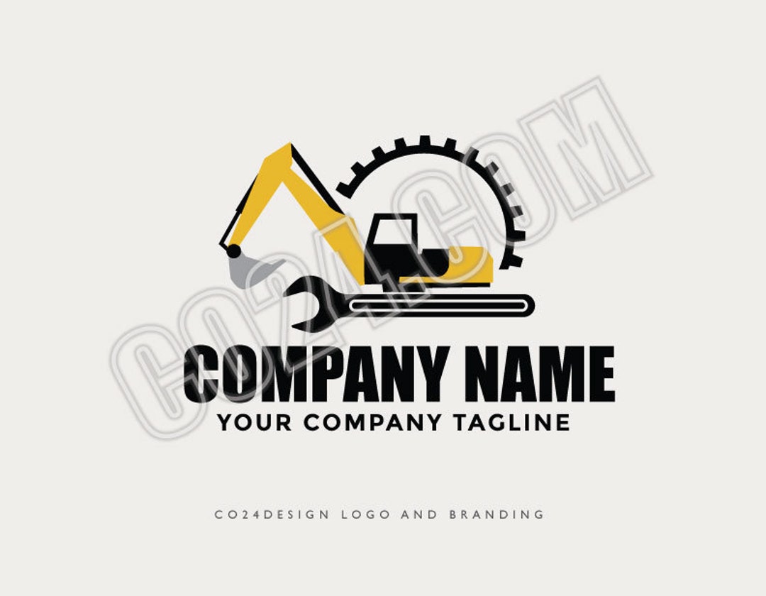 Excavator Repair Logo, Building Services Logo, Construction Logo, Heavy