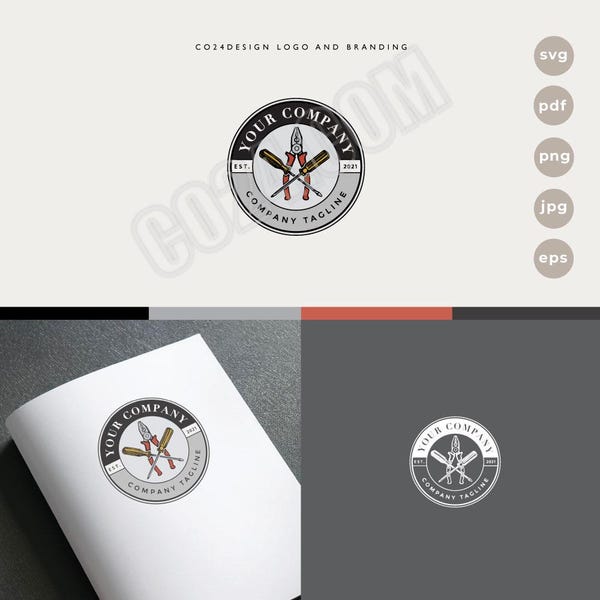 Vintage Electrician Logo: Repairman Tools Branding Design (eps, svg, jpeg, pdf, png files)