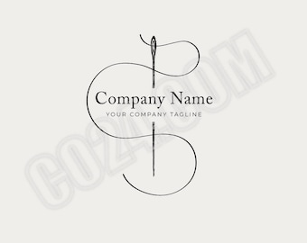 Needle Logo, Sewing Logo, Needle and Thread Pre-made Logo, Seamstress Logo, Tailors Logo, Minimalist Logo (eps, svg, jpeg, pdf, png files)