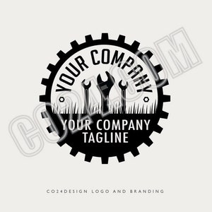 Logo per riparazione attrezzature, logo per servizio di riparazione tosaerba, logo per manutenzione della casa, logo per tuttofare, logo per utensili (file eps, svg, jpeg, pdf, png)