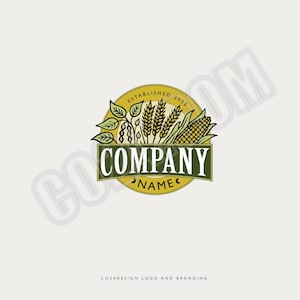 Farmers Logo, Soy Wheat Corn Pre-made Logo Design, Farmers Market Logo, Organic Farming Logo, Grain Logo (eps, svg, jpeg, pdf, png files)