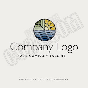 Sun Palm Tree Sea Logo, Beach Logo, Beach House Premade Logo, Sea Logo, Tropical Logo (eps, svg, jpeg, pdf, png files)