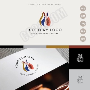 Abstract aardewerk logo-ontwerp: premade keramiek kunstenaar logo (eps, svg, jpeg, pdf, png-bestanden)