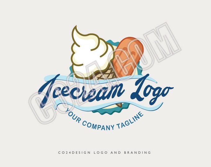 Ice Lolly Icecream Logo, Vintage Icecream Parlour Logo, Gelato Logo, Popsicle Logo, Vintage Gelateria Logo (eps, svg, jpeg, pdf, png files)