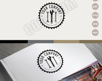 Vintage Style Auto Repair Logo Design, Personalized Mechanic Shop Branding (Digital Files)