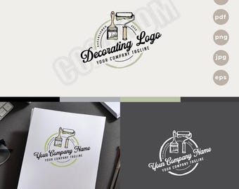 Vintage Painting Company Logo: Traditional Decorating Business Branding (eps, svg, jpeg, pdf, png)
