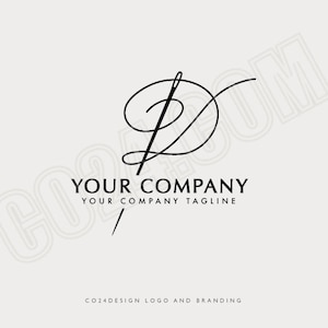 Logotipo de letra de linha de agulha, logotipo de loja de roupas, logotipo de costura à mão pré-fabricado, costureira, alfaiataria, logotipo minimalista (arquivos eps, svg, jpeg, pdf, png)