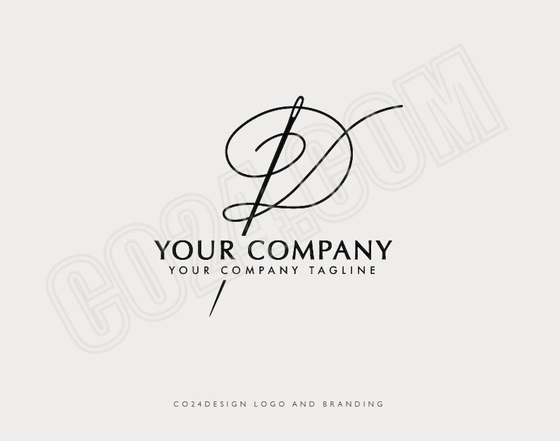Tagline Thread Needle Thread Logo: Custom Initial Seamstress Tailoring Logo (eps, Svg ...