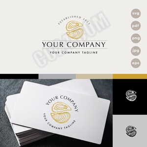 Design av Oyster Shell-logotyp: Beach Seafood Brand (eps, svg, jpeg, pdf, png-filer)