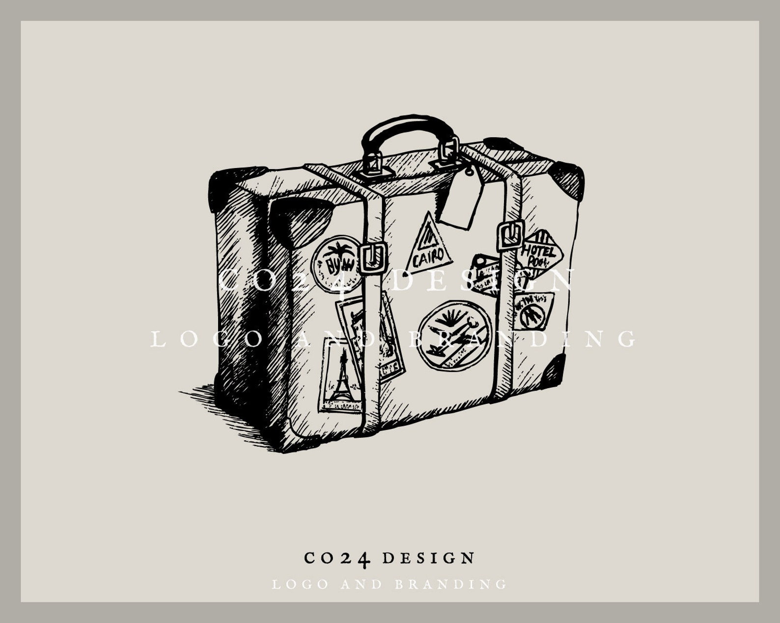 Vintage Suitcase Hand Drawn Illustration Luggage Drawing Etsy