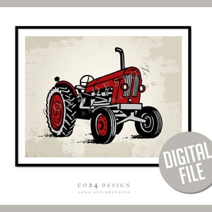Tractor Wall Art, Digital Tractor Poster Print, Vintage Decor, Vintage Farming Poster, Nursery Posters, Playroom Wall Art, Instant Download