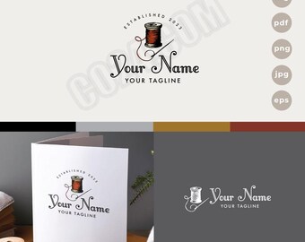Needle and Thread Logo: Tailor Seamstress Logo (eps, svg, jpeg, pdf, png files)