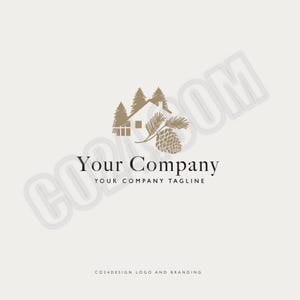 Pine Cone Logo, Pine Cone Cabin Logo, Nature Logo, Pine Forest Logo, Eco Property Logo, Pine Lodge, Pine Branch (eps, svg, pdf, jpeg, png)