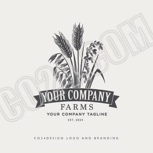 Logo per colture agricole, logo predefinito per avena, grano, orzo e riso, logo per mercato agricolo, logo per agricoltura biologica (file eps, svg, jpeg, pdf, png)