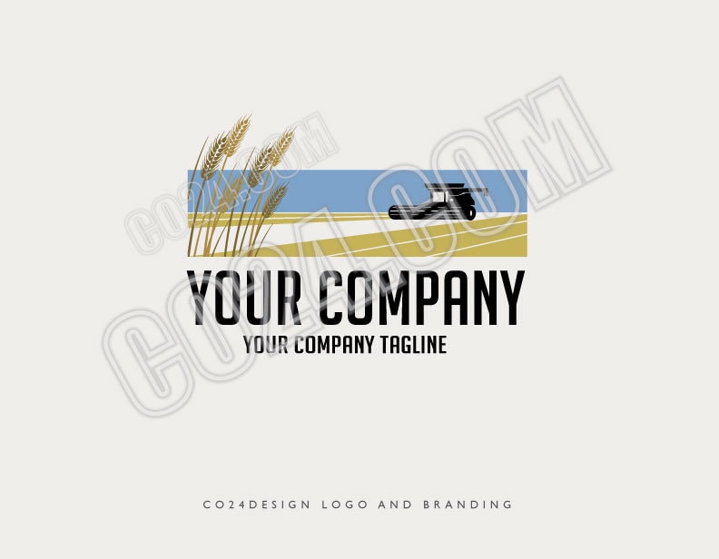 Combine Harvester Logo, Farmers Logo, Agricultural Premade Logo, Wheat Farming Logo, Farmland Logo (eps, svg, jpeg, pdf, png files)