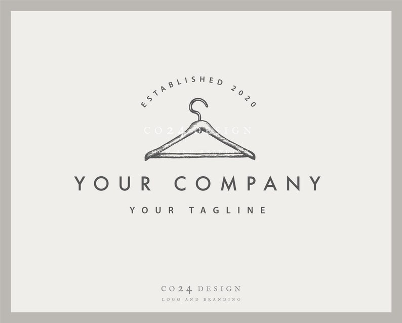 Coat Hanger Logo Clothes Hanger Modern Style Pre Made Logo Etsy