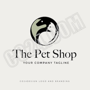 Pet Shop Logo, Pet Care Logo, Dog and Cat Logo, Animal Shelter Logo, Veterinary Logo, Pet Service Logo (eps, svg, jpeg, pdf, png files)