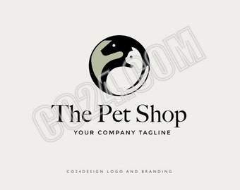 Création de logo pour animalerie : chien et chat, soins aux animaux (fichiers eps, svg, jpeg, pdf, png)