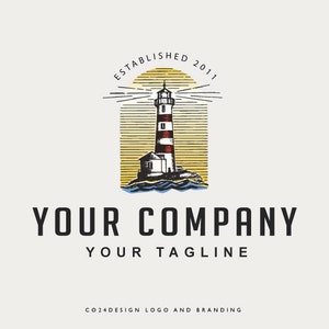Lighthouse Vintage Style Logo, Hand Drawn Lighthouse Illustration, Nautical Logo Design, Sea Logo, Branding (eps, svg, jpeg, pdf, png files)