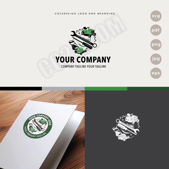 Lawn Equipment Repair Logo: Garden Services Logo (eps, svg, jpeg, pdf, png)