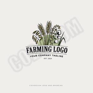 Logo predefinito per agricoltura, avena, grano, cotone, orzo, riso, logo del mercato degli agricoltori, logo dell'agricoltura biologica, logo delle colture (file eps, svg, jpeg, pdf, png)