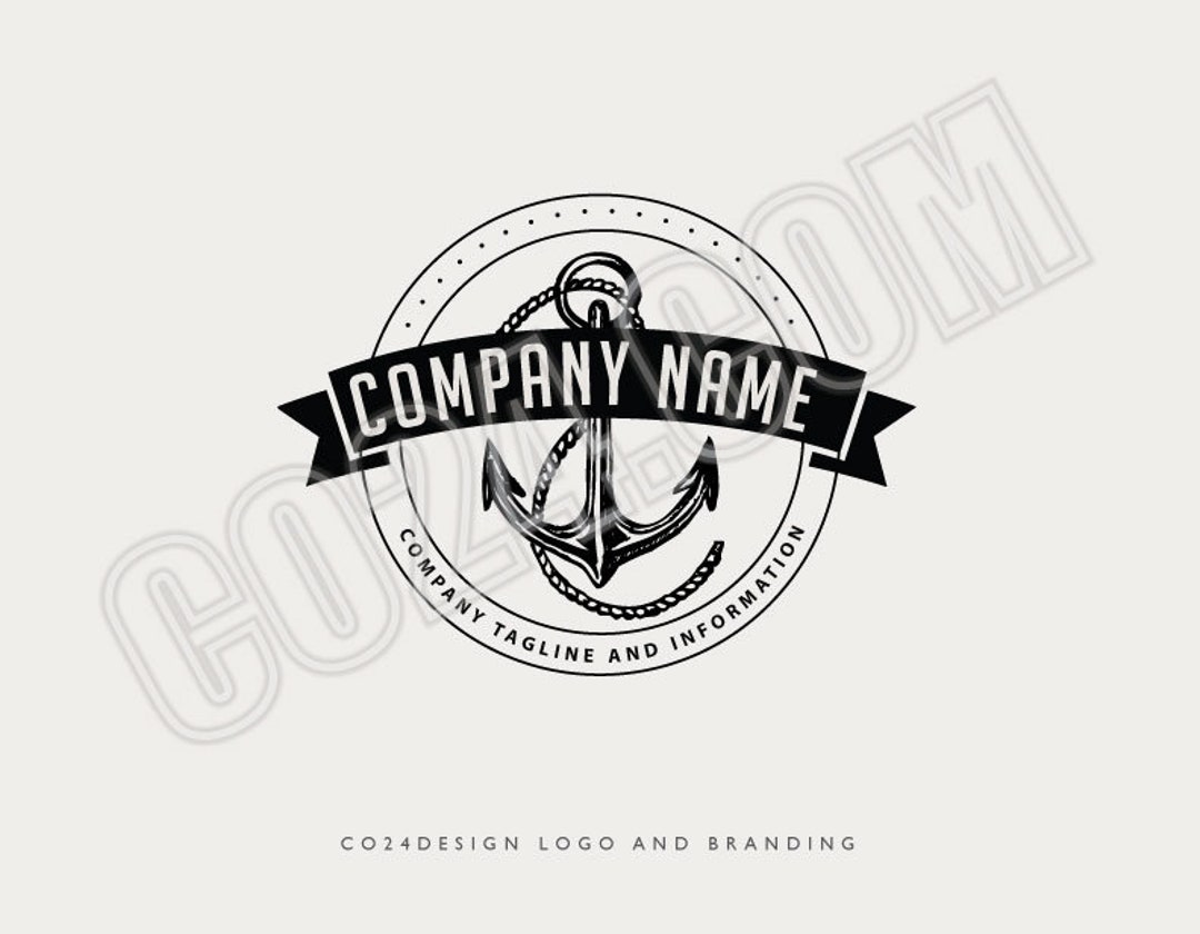 Anchor Logo Vintage Style Nautical Logo Hand Drawn Anchor Etsy