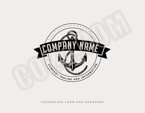 Anchor Logo, Vintage Style Nautical Logo, Hand Drawn Anchor Illustration,  Coastal Logo, Marine Logo eps, Svg, Jpeg, Pdf, Png Files 