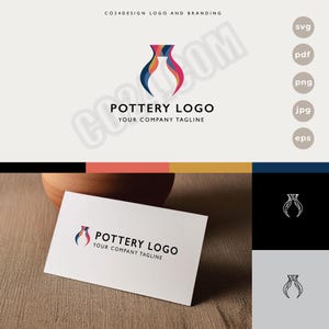 Logo premade aardewerk: ambachtelijk aardewerk keramiek merkontwerp (eps, svg, jpeg, pdf, png-bestanden)