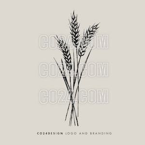 Wheat Sheaf Vintage Style Hand Drawn Illustration, Thanksgiving drawing, Harvest Festival Vintage Icon (eps, svg, jpeg, pdf, png files)