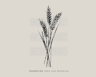 Wheat Sheaf Vintage Style Hand Drawn Illustration, Thanksgiving drawing, Harvest Festival Vintage Icon (eps, svg, jpeg, pdf, png files)