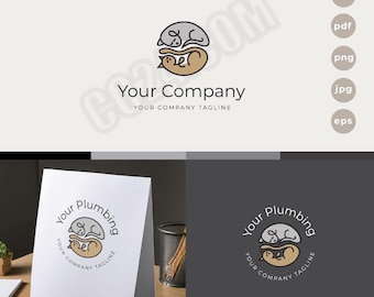 Création de logo pour chien et chat endormi : image de marque vétérinaire (eps, svg, jpeg, pdf, png)