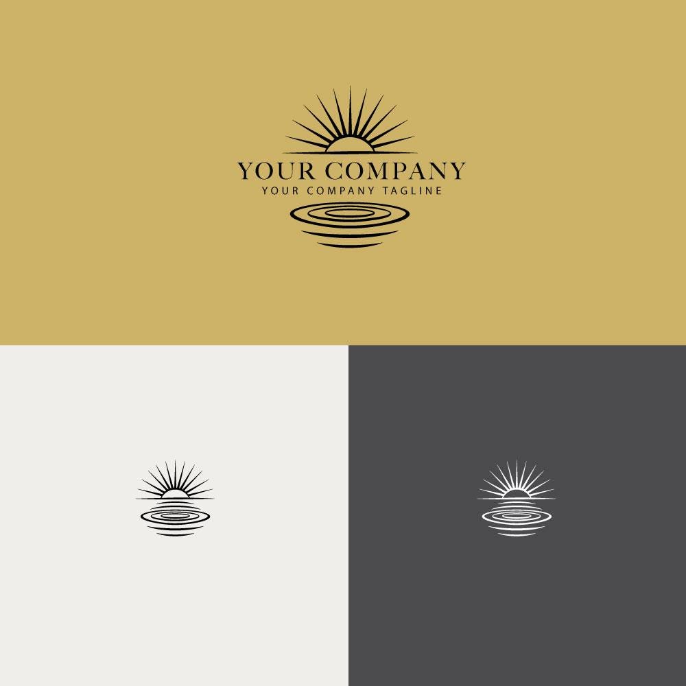 Sun & Water Ripple Logo Design: Lake Retreat Branding (eps, Svg, Jpeg ...