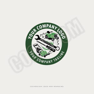 Logo gazonuitrusting reparatie, logo maaier reparatieservice, logo tuinonderhoud, logo klusjesman, logo gereedschap, gereedschapslogo (eps, svg, jpeg, pdf, png-bestanden)