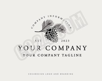 Pine Cone Branch Logo, Pine Cone Full Branding Package, Nature Logo, Pre made Branding Design, Pinecone Logo (eps, svg, pdf, jpeg, png)