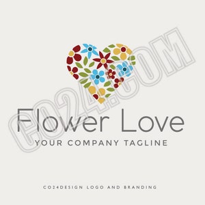 Floral Heart Logo, Florist Logo, Flower Store Logo, Plant Shop Logo, Gardeners Logo, Love Heart Logo (eps, svg, jpeg, pdf, png files)