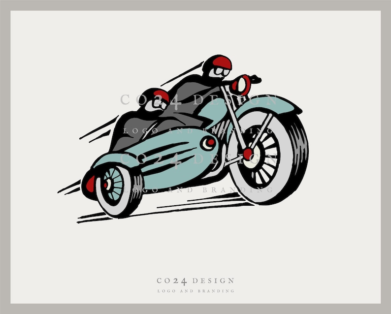 Sidecar Racing Illustration Motorcycle and Sidecar Art Etsy
