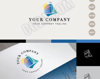 Logo personnalisé de voilier : image de marque d'une entreprise nautique (fichiers eps, svg, jpeg, pdf, png)