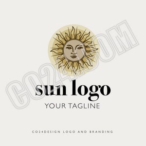 Boho Sun Logo, Sunburst Logo, Sunshine Logo, Wellness Logo, Mindful Logo,  Holistic Logo, Sun Face Logo (eps, svg, jpeg, pdf, png files)