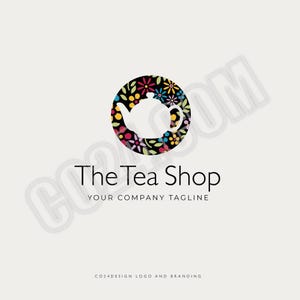 Teapot Logo, Tea Shop Logo, Tea Shop Logo, Cafe Logo, Floral Tea Logo, Teahouse Logo, Tearoom Logo (eps, svg, jpeg, pdf, png files)